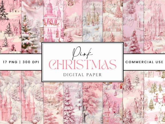 Download Pink Christmas Digital Paper Printable - Pink christmas digital paper Collection