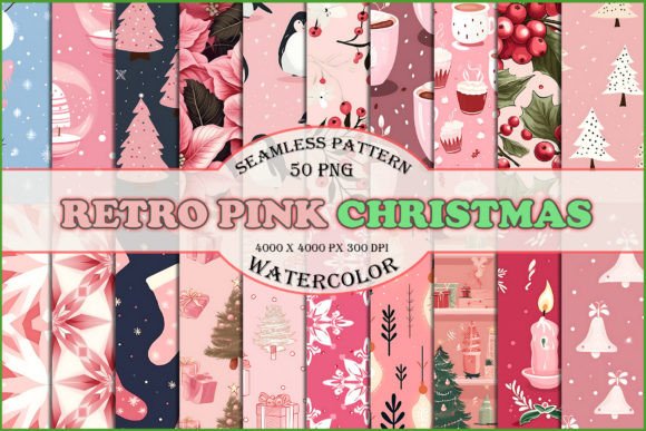 Download Pink Christmas Digital Paper Bundle - Pink christmas digital paper Collection