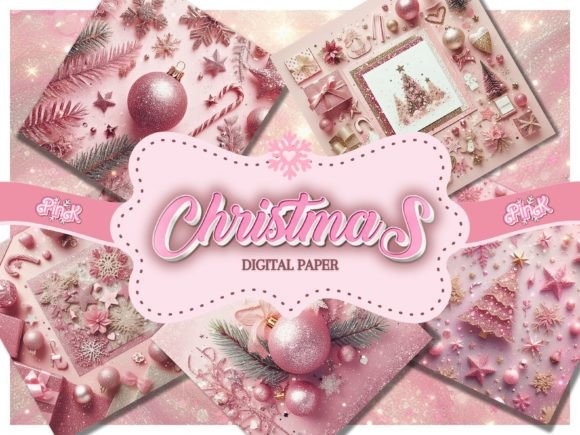 Download 31 Pink Christmas Digital Paper Bundle - Pink christmas digital paper Collection