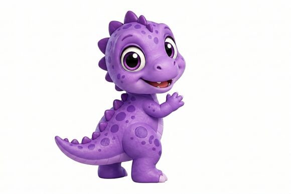 Download Kawaii Purple Dinosaur Waving PNG - Waving Collection