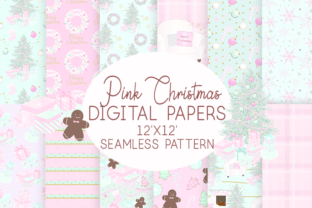 Download Pink Christmas Digital Paper Seamless Patterns - Pink christmas digital paper Collection