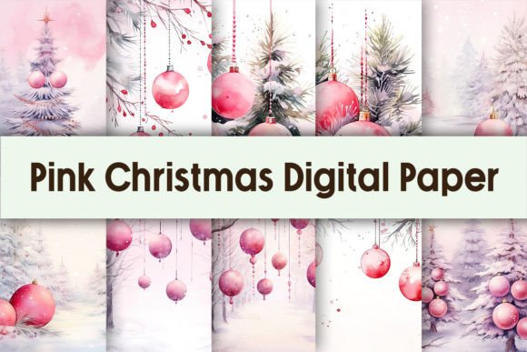 Download Pink Christmas Digital Paper Background - Pink christmas digital paper Collection