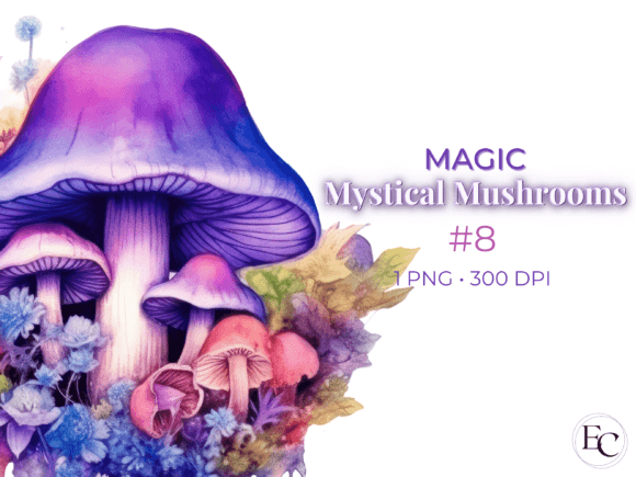 Download Magic Mushroom Purple Watercolor Clipart - Magic mushroom Collection