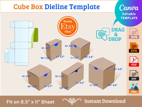 Download Cube Box Dieline Template - Premium Bundle
