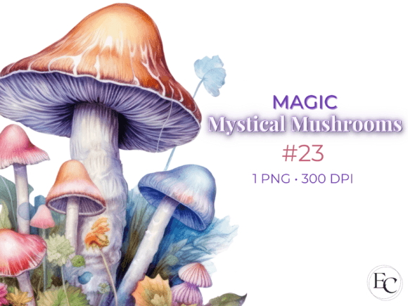 Download Orange Magic Mushroom Watercolor Clipart - Magic mushroom Collection
