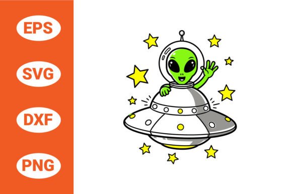 Download Cute Alien in UFO Waving Vector - Waving Collection